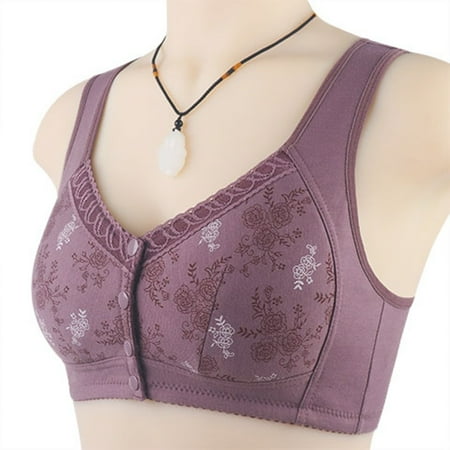 YEJIMAN Women Sexy Lace Front Buckle Prints Underwear Without Rims Vest Lace Plus Size Bra Underwear  Gray Plus Size Underwear For Women  Cotton Womens Underwear