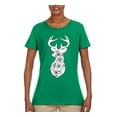 thumbnail image 2 of Deer Rose Animal Lover Womens Graphic T-Shirt, Kelly, X-Large, 2 of 3