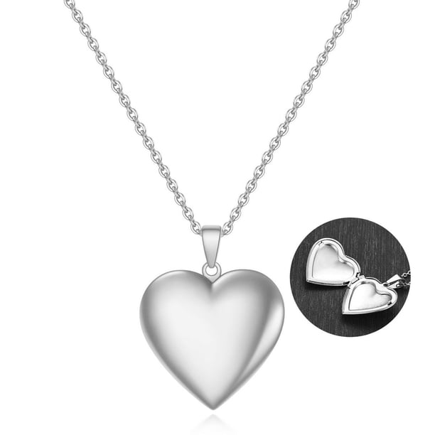Collar con medallón de corazón PHOCKSIN para niñas, medallones conmemorativos para mujeres, medallones de plata, oro, negro y oro rosa con texto grabado, medallón muy lindo para regalos de