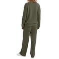thumbnail image 4 of Laqbezok Women's 2-Piece Lounge Set, Casual V-Neck Long Sleeve Sweatshirt and Drawstring Pants Outfit, Relaxed Fit Solid Color Sweatsuit with Pockets, 4 of 7