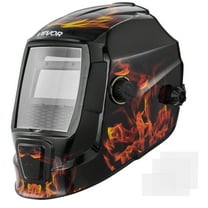 VEVOR Welding Helmet Auto Darkening, 3.66" x 1.69" True Color Welding Hood, Solar-Powered Welder Mask 2 Arc Sensors, Shade 4/9-13 for TIG MIG ARC Weld Grinding - CRIUS Series (Yellow Flame Pattern)