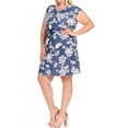 thumbnail image 4 of Women's Plus Size Floral Flared A Line Swing Dresses Short Sleeve with Belted, 4 of 5
