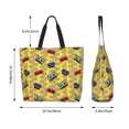 thumbnail image 5 of Pofeuu 90s Audio Tape Print Reusable Grocery Bags - Washable, Foldable, Packable Tote, Large Handles, Heavy Duty, Zippered Top Pouch, 5 of 8