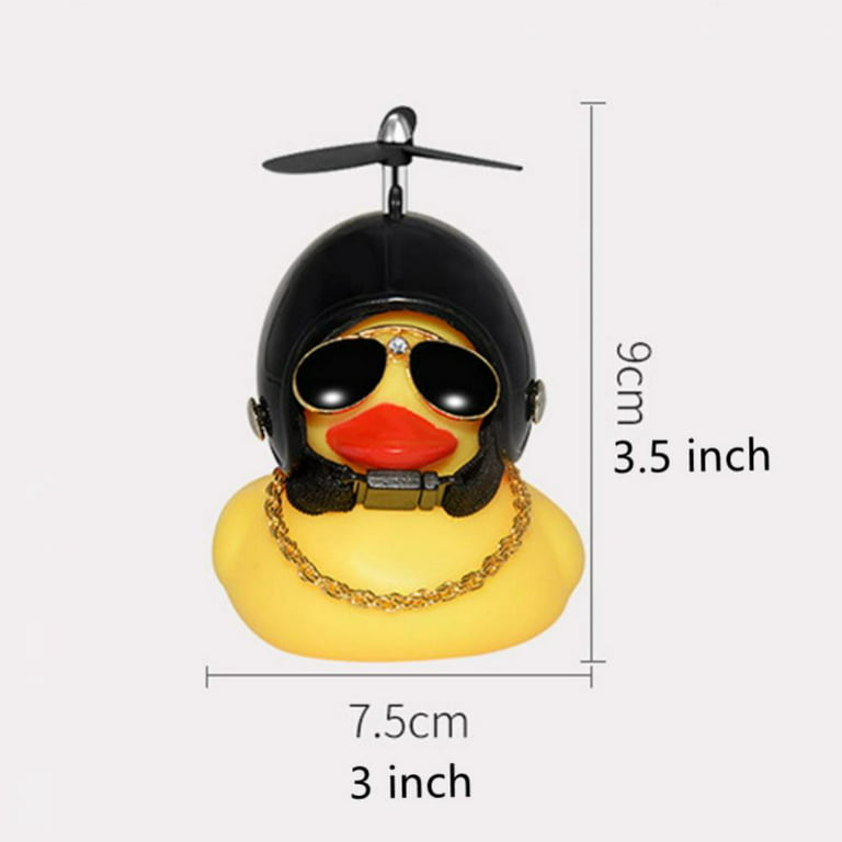 Rubber Duck Toy Car Ornaments Yellow Duck Car Dashboard Decorations with Propeller Helmet, Size: 9