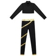 thumbnail image 3 of JanJean Kids Girls Dance Sports Tracksuit Long Sleeve Mock Neck Crop Top with Skating Pants Gymnastic Gold 14, 3 of 5