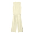 thumbnail image 7 of Cagogo Women's 2 Piece Tank Top Set Wide Leg Pants Casual Boho Summer Outfits Round Neck Sleeveless Top Loose Pants Matching Lounge Sets Tracksuits Travel Airport Clothes, Beige 2XL, 7 of 7