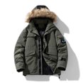 thumbnail image 4 of Parka de invierno para hombre, nueva chaqueta de felpa gruesa y cálida con forro polar y cuello de piel con capucha, para otoño e invierno, 2023, 4 of 4
