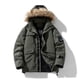 thumbnail image 4 of Parka de invierno para hombre, nueva chaqueta de felpa gruesa y cálida con forro polar y cuello de piel con capucha, para otoño e invierno, 2023, 4 of 4