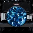 thumbnail image 1 of Abstract Modern Blue Leaves Pattern Polyester Universal Spare Wheel Tire Cover Wheel Covers for Trailer RV SUV Truck Camper, 1 of 5