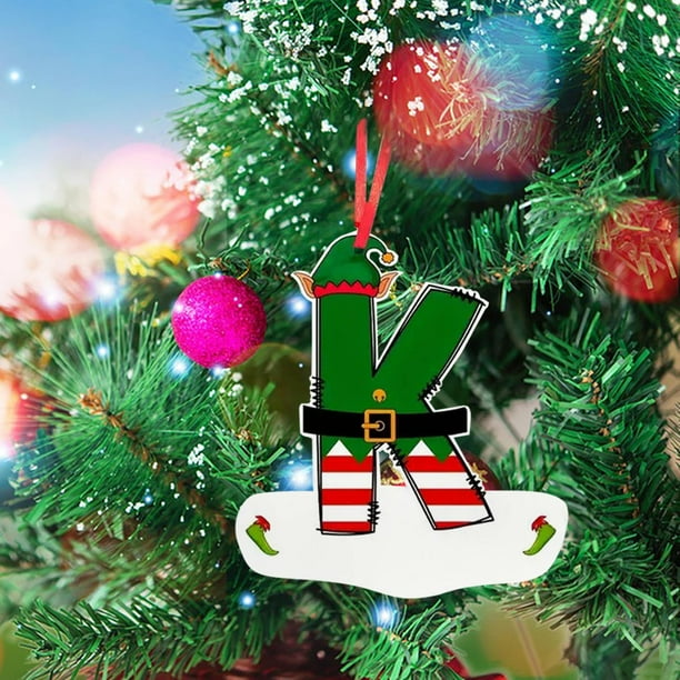 Fiudx Ofertas de la semana 26 adornos navideños con 26 letras, adornos rojos para árbol de Navidad, adornos colgantes con letras, adornos para árbol de Navidad con alfabeto para el hogar