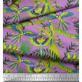 thumbnail image 2 of Soimoi Modal Satin Fabric Branches,Parrot & Leopard Jungle Printed Fabric 1 Yard 42 Inch Wide, 2 of 3
