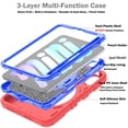 thumbnail image 2 of ELEHOLD for iPad mini 6th Generation Rugged Case, Shockproof Heavy Duty Protective Cover with Handle Strap & Pencil Holder & Kickstand & Shoulder Strap for iPad mini 6 (2021) - Red Blue, 2 of 8