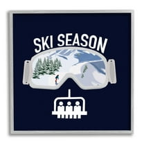 Stupell Industries Ski Season Phrases Sports Goggles Snowboard Slopes Blue, 24 x 24, Design by Ashley Singleton