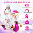 thumbnail image 4 of Jaxpety 6V Kids Ride-on Pony Toy Car Unicorn Rocking Horse for 3 to 6 Years Battery Powered with Music, Training Wheels, Rose, 4 of 13