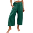 thumbnail image 3 of Women's High Waisted Cropped Wide Leg Pants Summer Loose Travel Work, 3 of 9