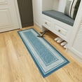 thumbnail image 4 of Ottomanson Border Bathroom Runner Rug 20" x 59" - Non Slip Low Pile Carpet, Blue, 4 of 13