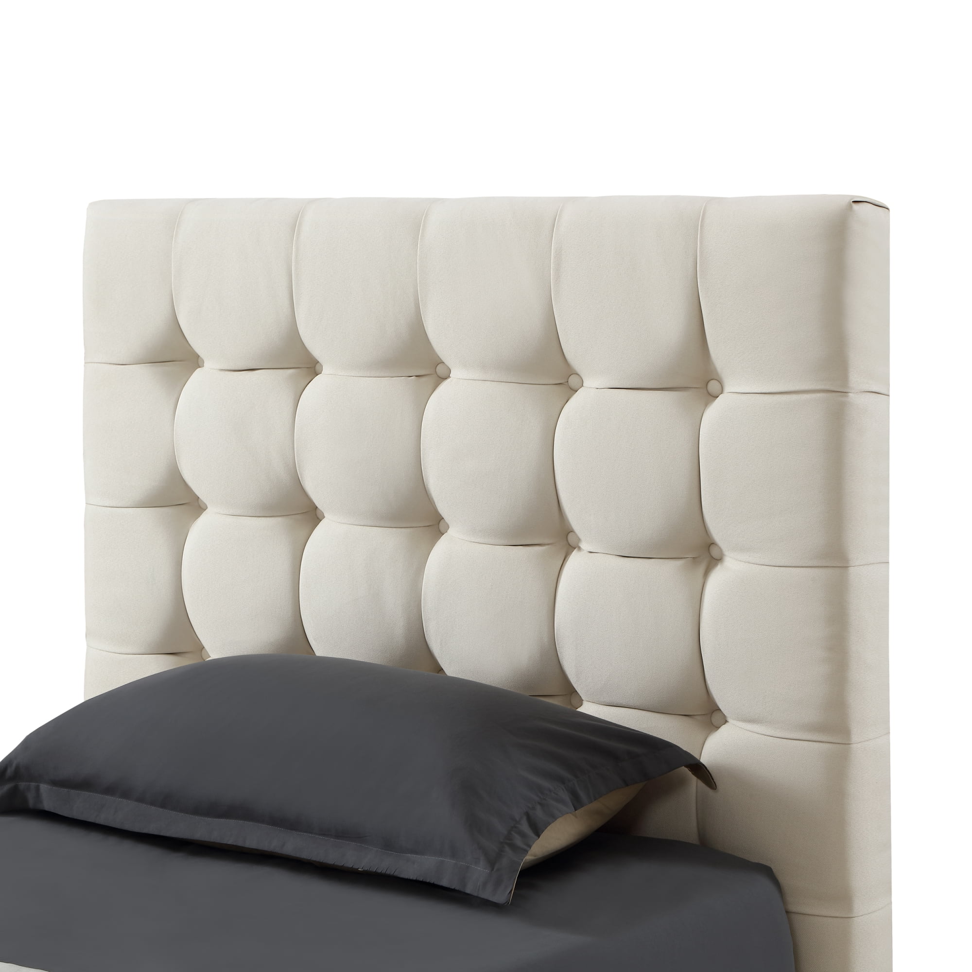 Inspired Home Saverio Linen Platform Bedframe Twin Size Tufted, Beige