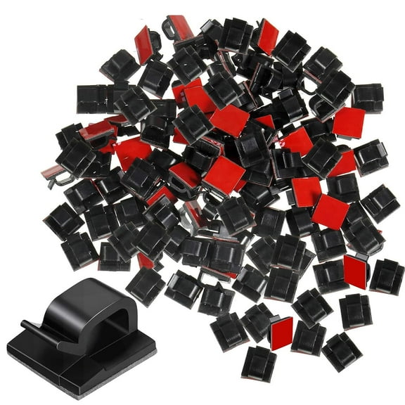 80 Pcs Outdoor Cable Clips - Adhesive Cable Clips for Car, Office, and Home - Wire Holder Adhesive Cable Organizer - Self Adhesive Cable Clips for Fairy Lights and Light Clips (Black)