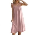 thumbnail image 5 of snilers Long Nightgowns for Women Soft Ladies Sleepwear Gowns Summer Short Sleeve Nightdress Ruffle Loose Flowy House Dress, 5 of 7