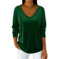 thumbnail image 2 of Huankd Velvet Tops for Women Long Sleeve V Neck Loose Fit Casual Dressy Blouses Fall Winter 2025 Soft Velour Shirts Green M, 2 of 7