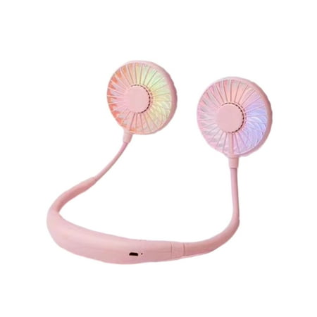 

Hand Free Mini USB Personal Fan - Rechargeable Portable Headphone Design Wearable Neckband Fan 3 Level Air Flow 7 LED Lights 360 Degree Free Rotation Perfect for Sports Office and Outdoor