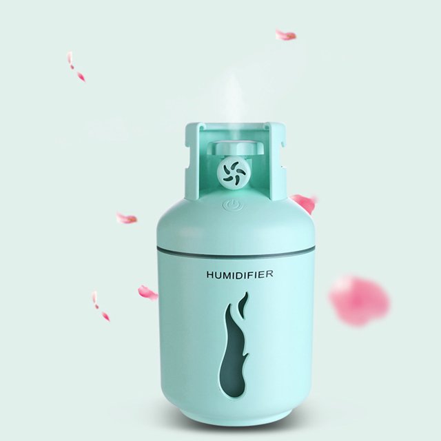 Tanque de gas Mini humidificador Humidificador de aire de 300 ml para el automóvil de la oficina en el hogar (azul)
