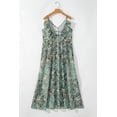 thumbnail image 6 of Women's Green Floral Print V Neck Ruffled Trim Backless Maxi Dress with Tassel Waist | [ZhiHiMeRi] | (US 12-14)L, 6 of 12