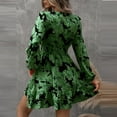thumbnail image 4 of Wedding Guest Dresses For Women, Casual V Neck Long Sleeves Floral Tunic Midi Dress Ruffle Cocktail Party Beach Vacation A Line Dress Plus Size Sweater Mini Sundresses Maxi (XL, Army Green) ZMTing, 4 of 4