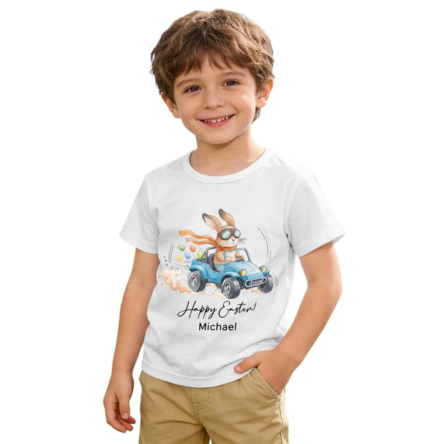 HNMKIU Playful Cartoon Tee For Boys Lightweight Breathable Short Sleeve Summer Top White,2-3 Years
