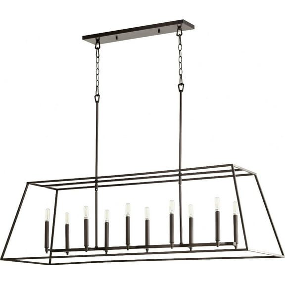 654-10-86-Quorum Lighting-Gabriel - Ten Light Linear Pendant in Quorum Home Collection style - 17 inches wide by 16.25 inches high-Oiled Bronze Finish