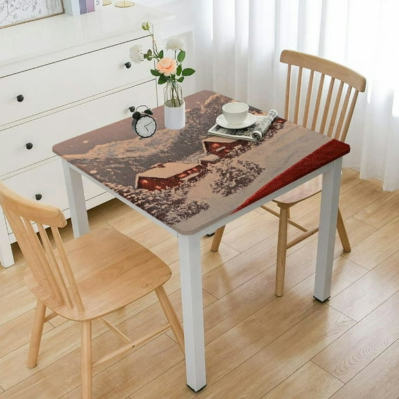 NIJIANKEHAN  Engineered Jacquard Heavyweight Fabric Table Cloth, Holiday, Winter, and Christmas Tablecloth (Christmas Story, 60" x 120" Rectangular) 36"*36