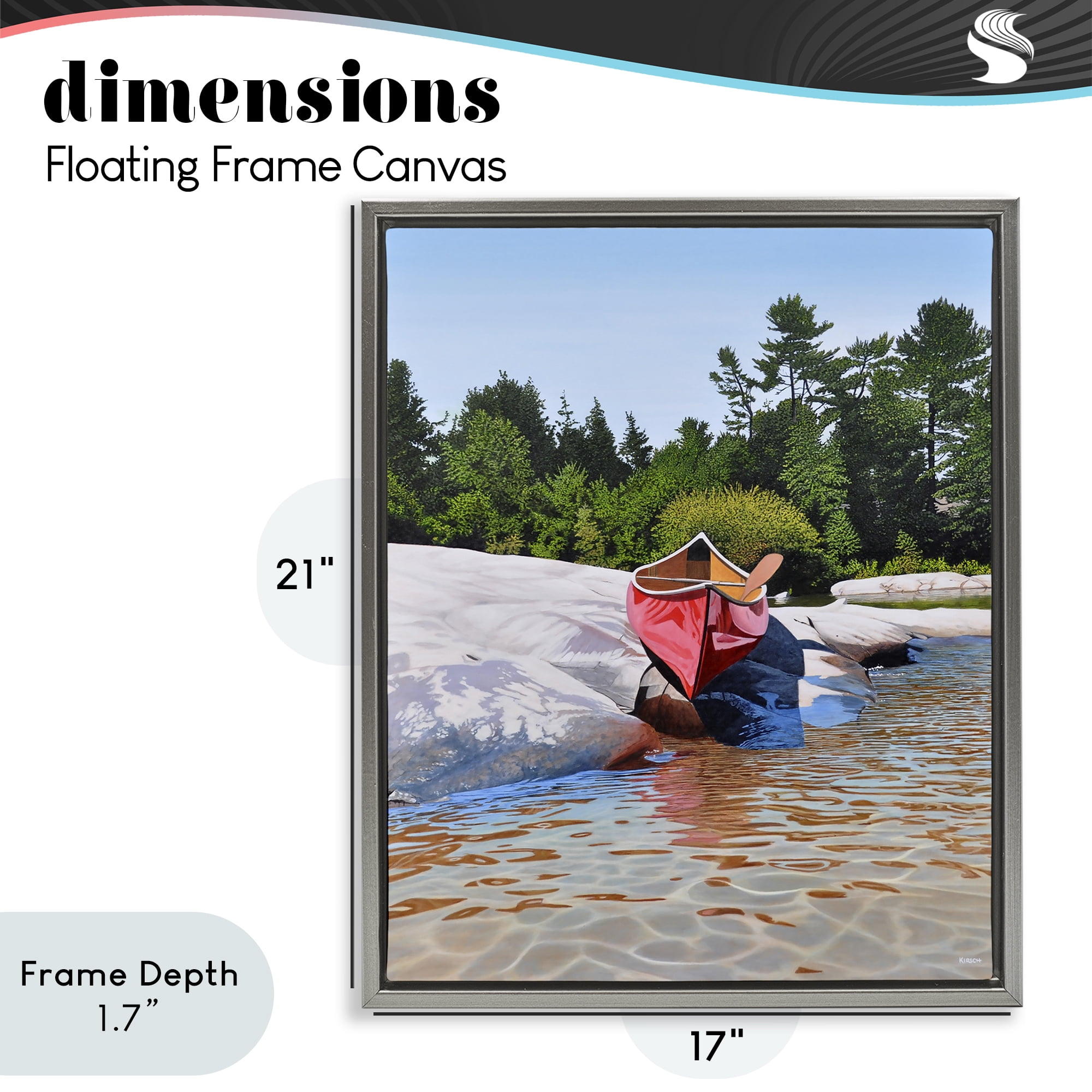 Stupell Industries Canoe at Water's Edge Gray Framed Floater Canvas Wall Art, design by Kenneth M Kirsch