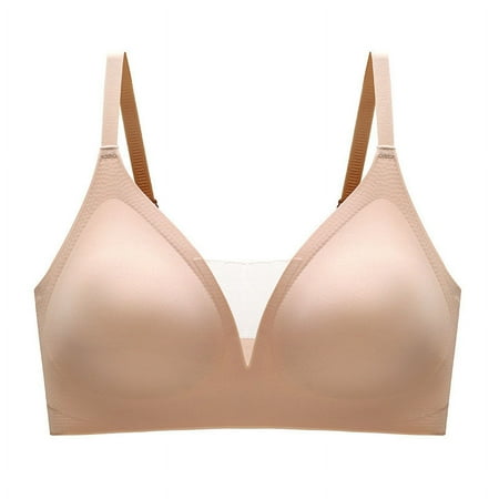 Spring and Summer Mesh Jelly Naked Seamless Underwear Women s No Steel Rings Small Chest Gathering Collapsing Breathable Adjustable Bra skin colour