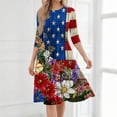 thumbnail image 5 of BOMYJESK 250th Anniversary USA Flag Floral Maxi Dress for Women 4th July Summer Dresses Independence Day Art Print A-Line Dress Elegant Classy American Flag Floral Party Apparel Yellow S, 5 of 7