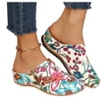 thumbnail image 6 of ZACPNCV Women's Floral Embroidered Closed Toe Mule Wedge Slippers Trendy Thick Sole Comfort Casual Fall Winter, 6 of 9