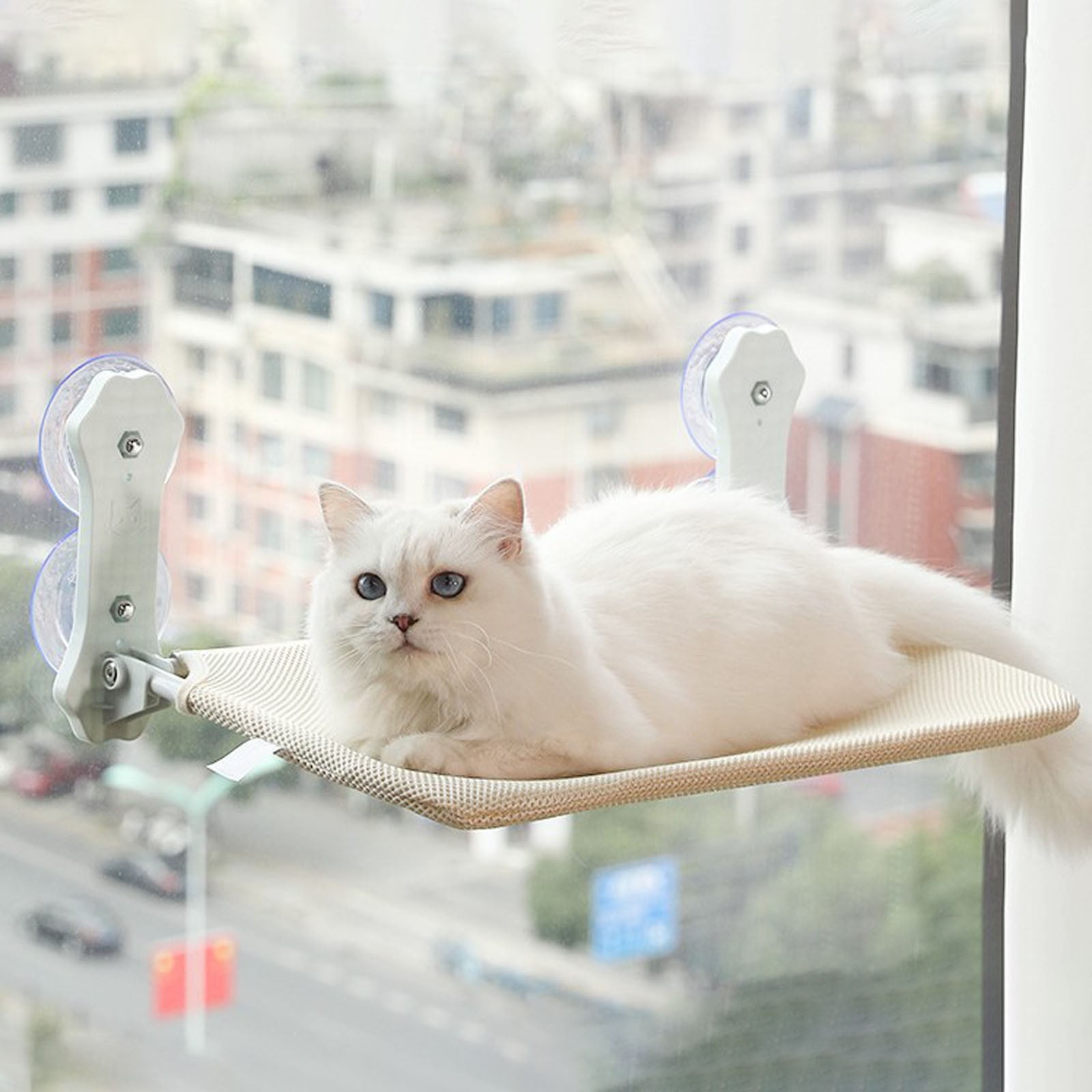 Cordless Window Cat Bed Foldable Stable Sill Seat Lounger Upgraded Suction Cup Easy Assembly Indoor Pet Shelf