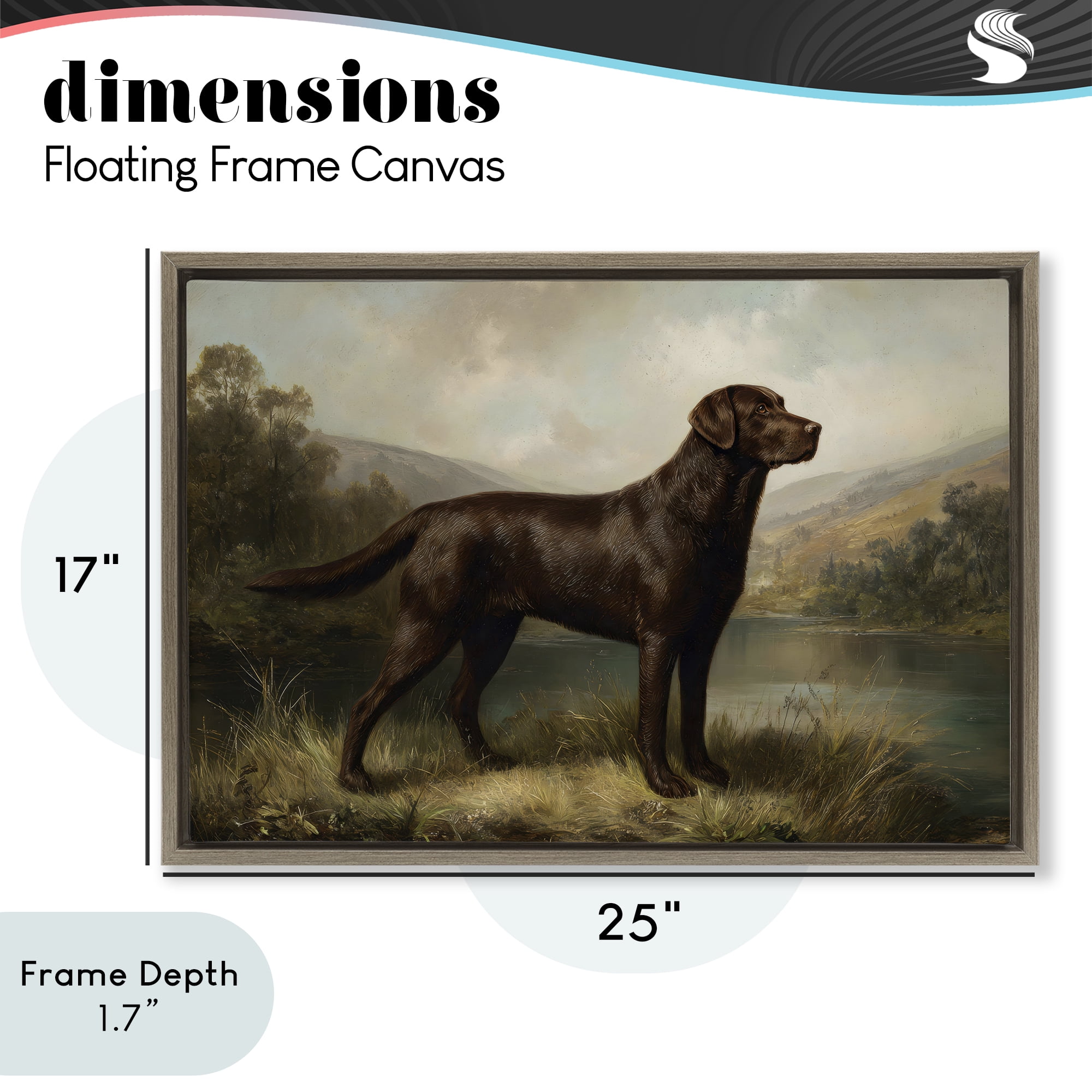 Stupell Industries On Alert Hunting Dog Brown Framed Floater Canvas Wall Art, design by Petal Prints Design