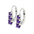 thumbnail image 2 of 1.06 ct Lever-Back Drop Dangle Earrings for Women | 4mm Round Cut Natural Amethyst | 18K White Gold, 2 of 5