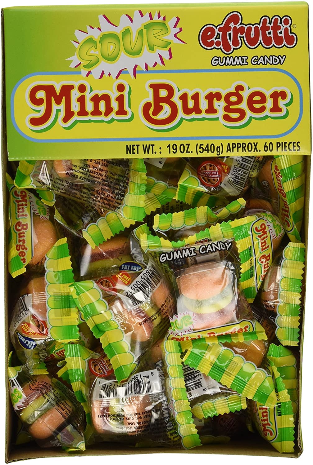 E-Frutti Mini Gummi Sour Burger .32oz 8/60ct