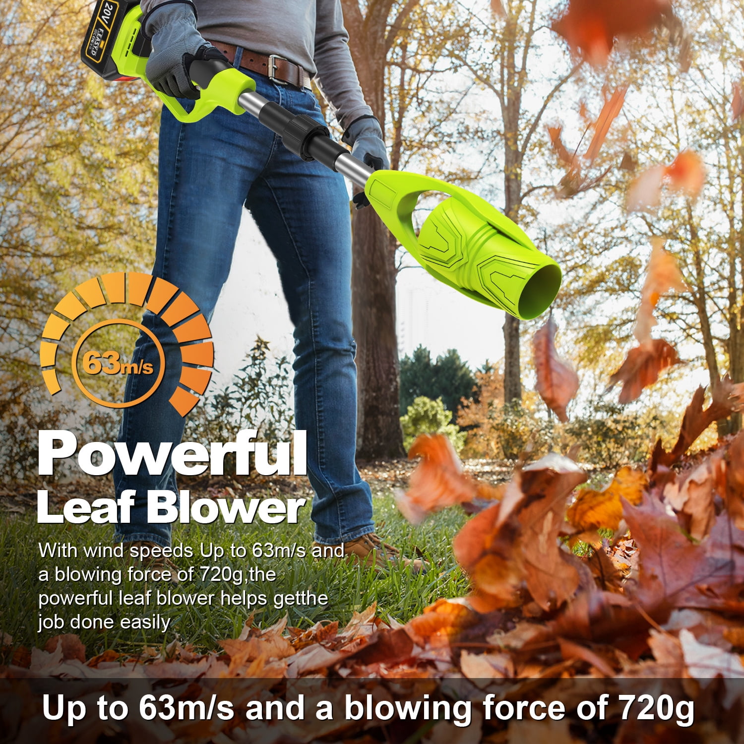 20V Cordless Leaf Blower,AILKIN High Speed Foldable Air Leaf Cleaner,Lightweight Mini Handheld Rechargeable Electric Cordless Leaf Blowers with Battery and Charger for Garden,Patio,Home,Yards,Green
