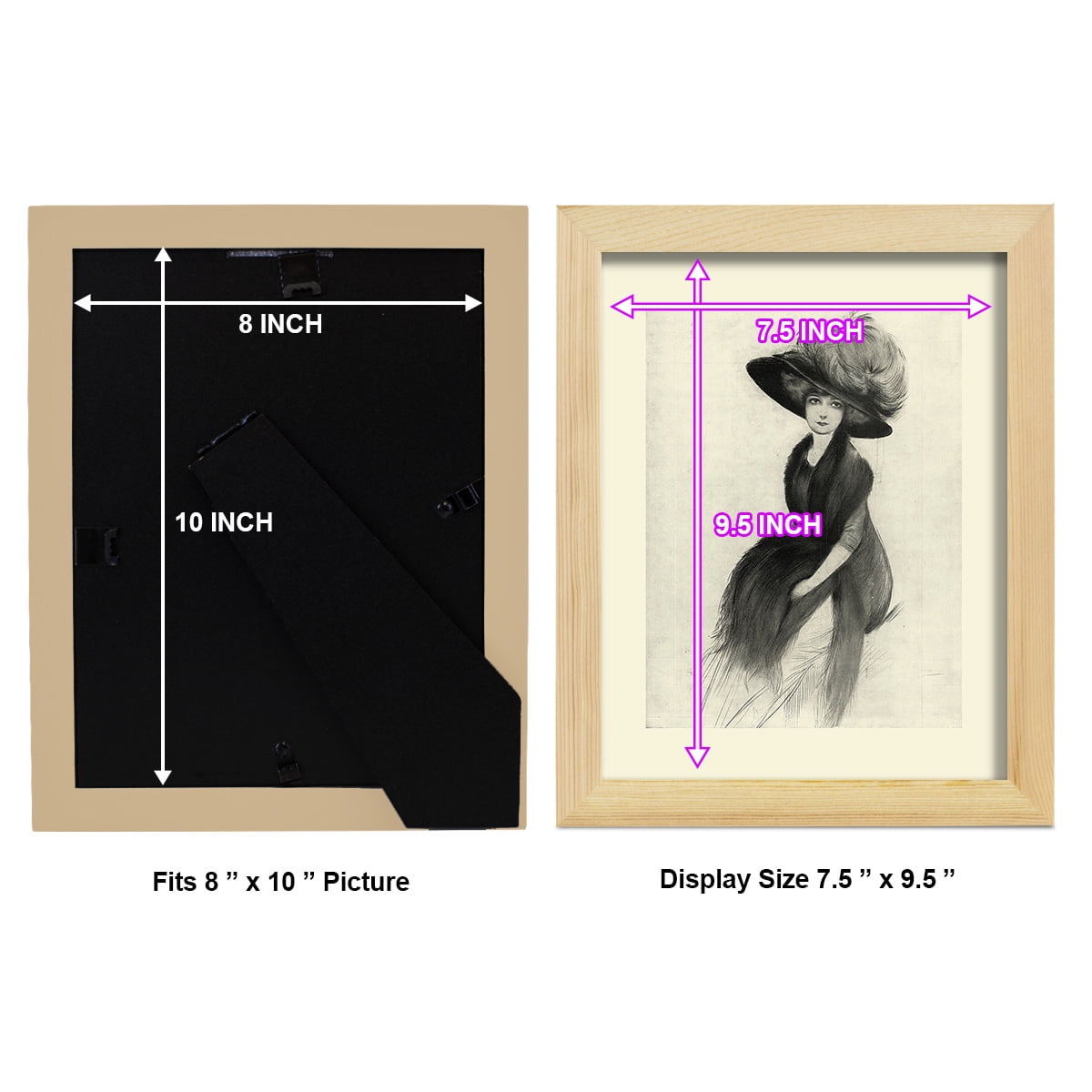 Feather Hat II -Framed Print w/glass-Natural Wood