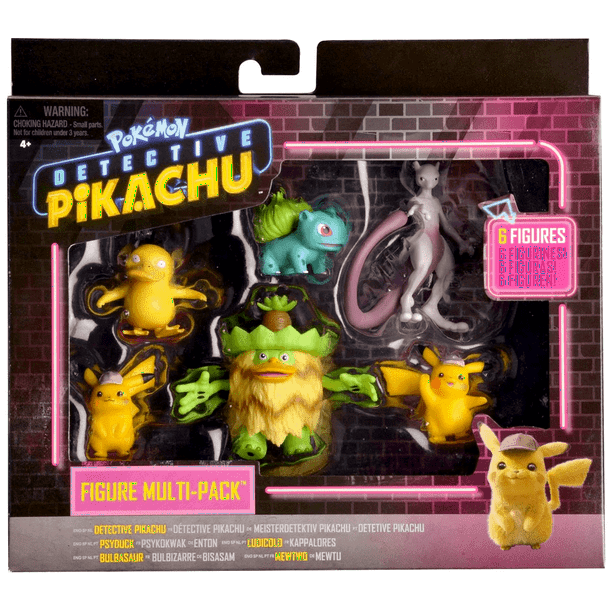 Pokemon Detective Pikachu 6 Figure Multipack Two 2" Detective Pikachu