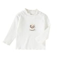 thumbnail image 5 of mgoYE Girls' Lettuce Trim Ribbed Shirts Cotton Blend Long Sleeve Crew Neck Base Layer Slim Fit Trendy Tops(White,3-4 Years), 5 of 6