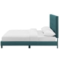 thumbnail image 4 of Contemporary Modern Urban Designer Bedroom Queen Size Platform Bed Frame, Fabric, Aqua Blue, 4 of 5