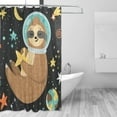 thumbnail image 2 of Coolnut Smiling Baby Sloth Astronaut Bath Shower Curtain Liners 72x72in Polyester Waterproof Bath Curtains with Hooks, 2 of 5