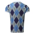 thumbnail image 4 of Mens Polos Shirts Fashion Zipper Turn-Down Printing Strip Raglan Short Sleeve Mens Knit Tops,Purple,XL, 4 of 7