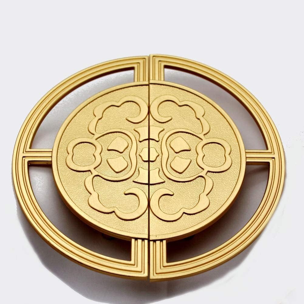 CATPAN 1 Pair Gold Vintage Style Brass Pull Handles for Cabinet Closet Drawer Door -Circular Antique Pull Knobs ,New Chinese Auspicious Pattern