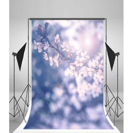 Image of GreenDecor 5x7ft Backdrop Cherry Tree Blossom Photography Background Abstract Natural Photo Background Light Purple Bokeh Effects Shooting Studio Props Children Baby Girls