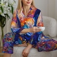 thumbnail image 4 of Goofa Rooster Oil Painting Printed Women’s 2 Piece Pajama Set Super,Pajamas Women's Long Sleeve Sleepwear Soft Button Down Loungewear Pjs Lounge Set Nightwear-X-Large, 4 of 9