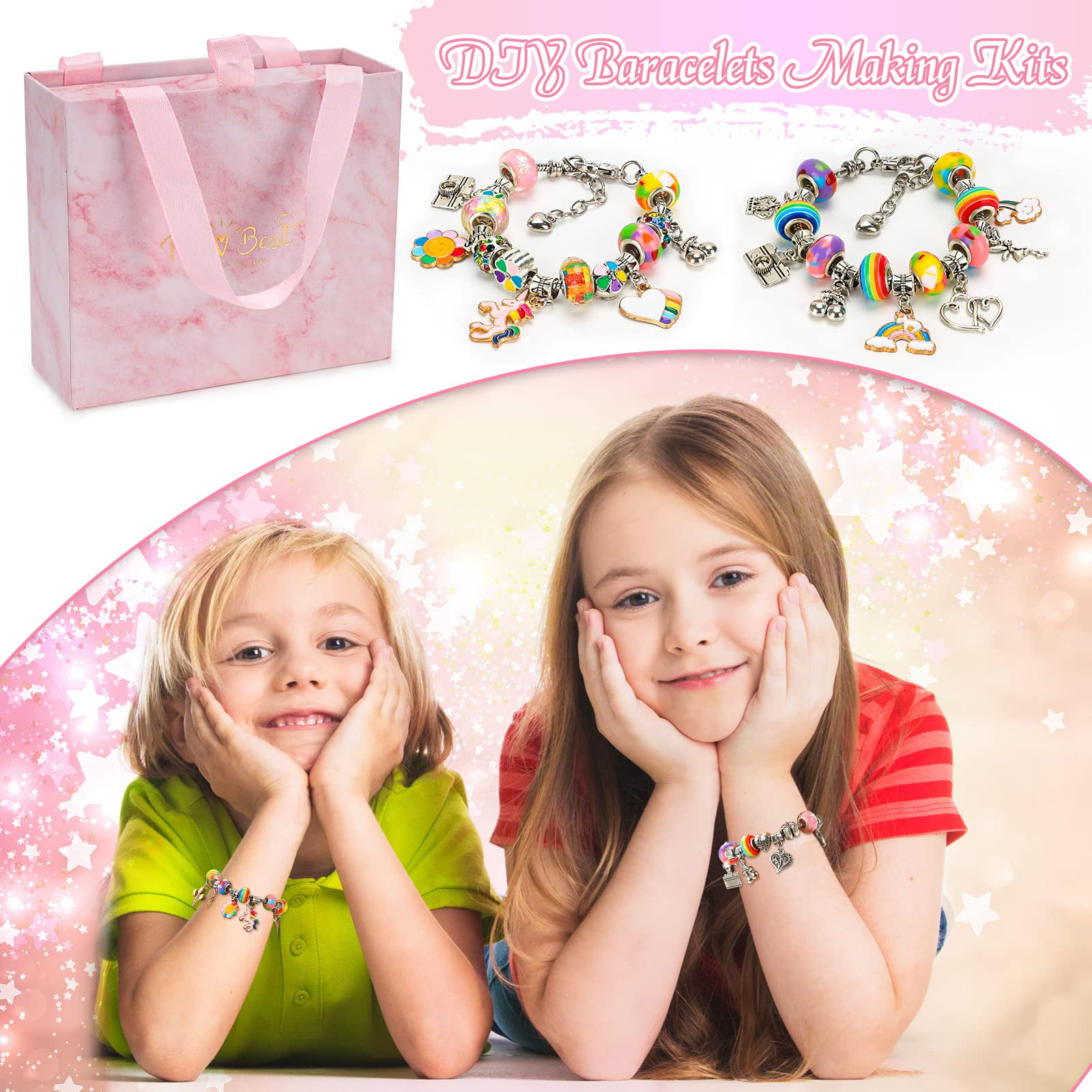 SUNNYPIG Friendship Bracelet Kit for Girl Kids DIY Bracelet Making Kit for  5-10 Year Old Kid Girls Birthday Gift for 5-12 Year Old Girl Children Charm